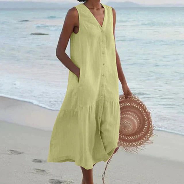 Ilyana - Robe d'été confortable pour femme Vert