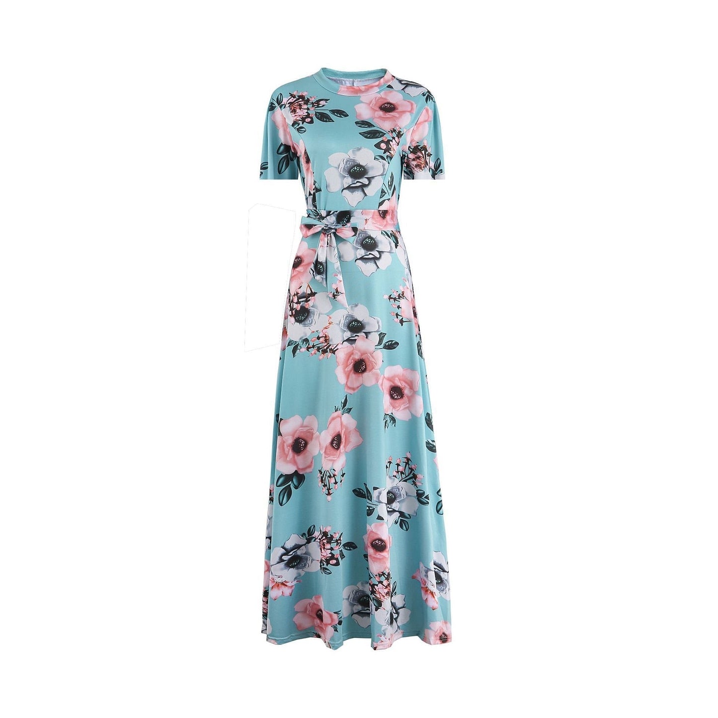 Imelda - Robe mode à manches courtes avec motif floral Bleu 2
