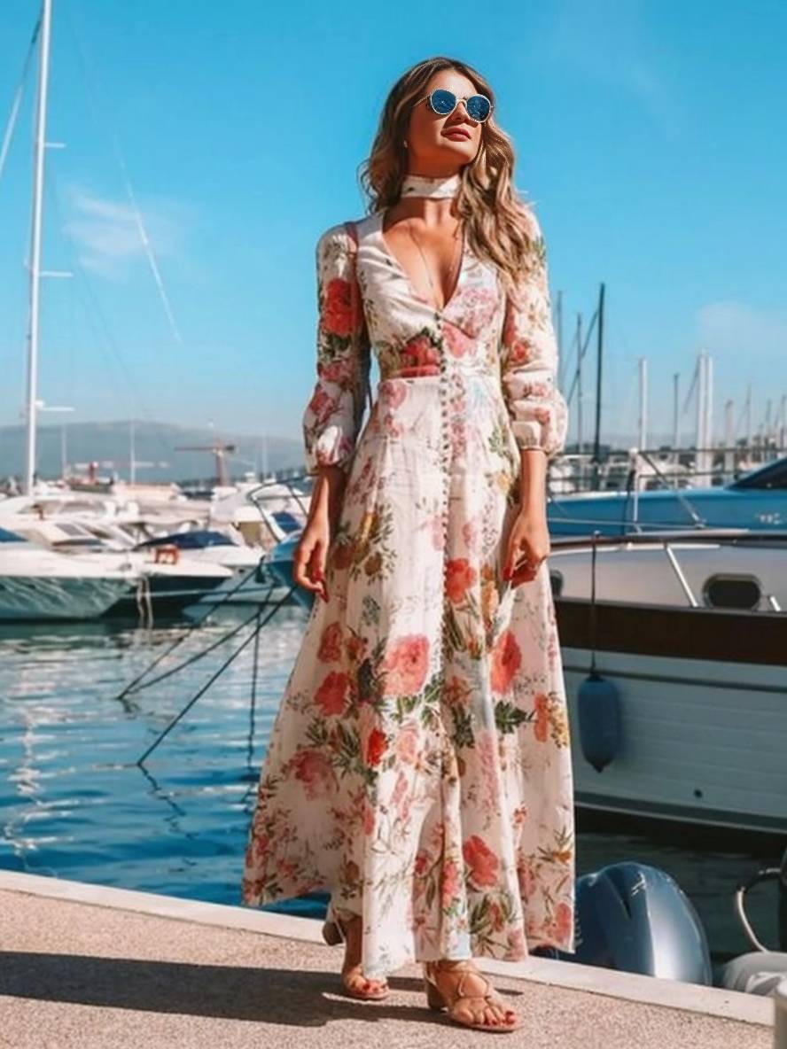Ingrid – Robe Longue Fleurie Blanche Bohème Mariage Femme 2