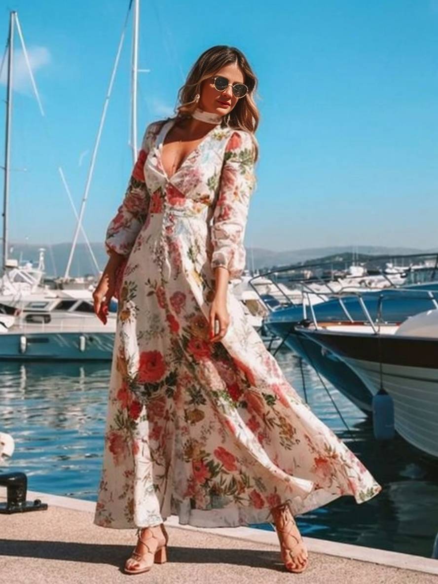 Ingrid – Robe Longue Fleurie Blanche Bohème Mariage Femme 3