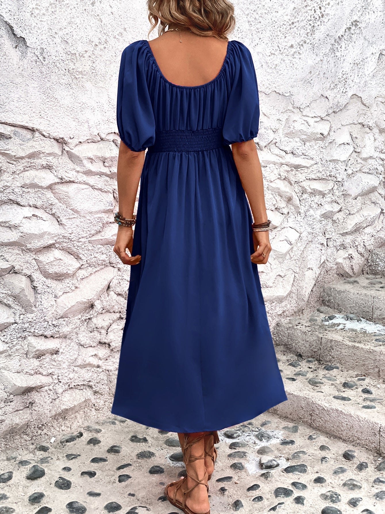 Irène - Robe midi épaules nues pour femme Bleu 4