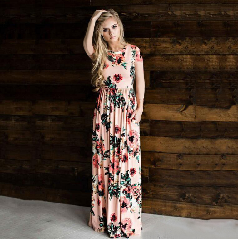 Irelia - Maxi-robe femme à fleurs Rose