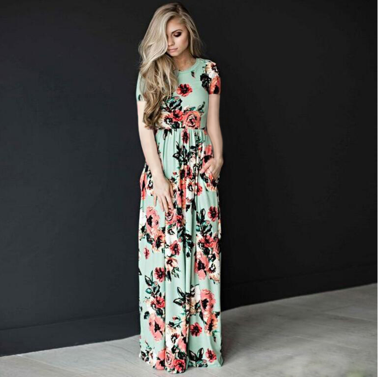 Irelia - Maxi-robe femme à fleurs Vert