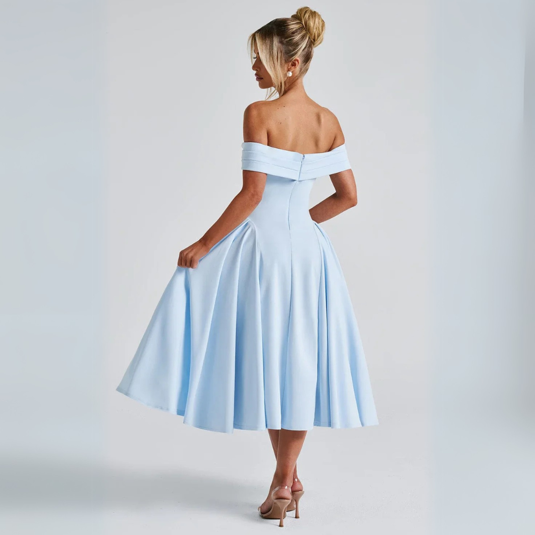 Irina - Robe midi femme élégante bleue 6