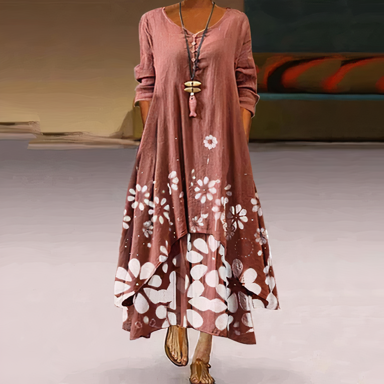 Irinaëlle - Robe de mode élégante Marron