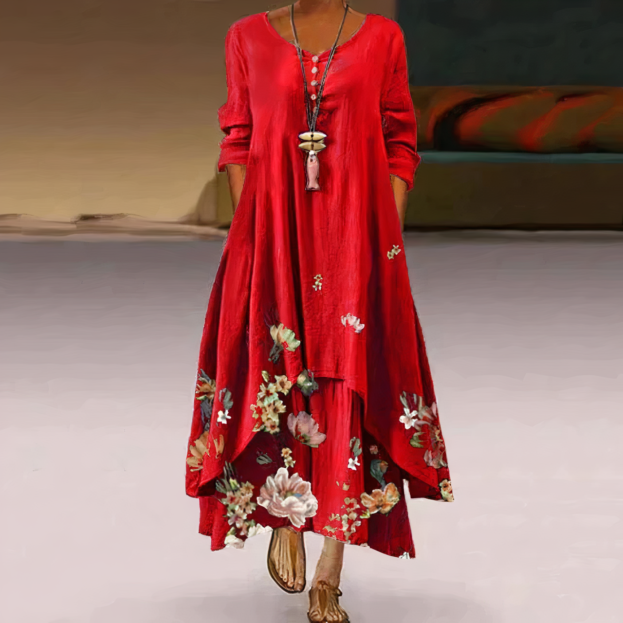 Irinaëlle - Robe de mode élégante Rouge
