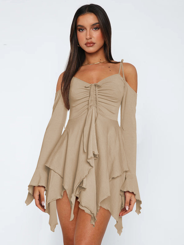 Isabeau - Mini robe multi couches Kaki