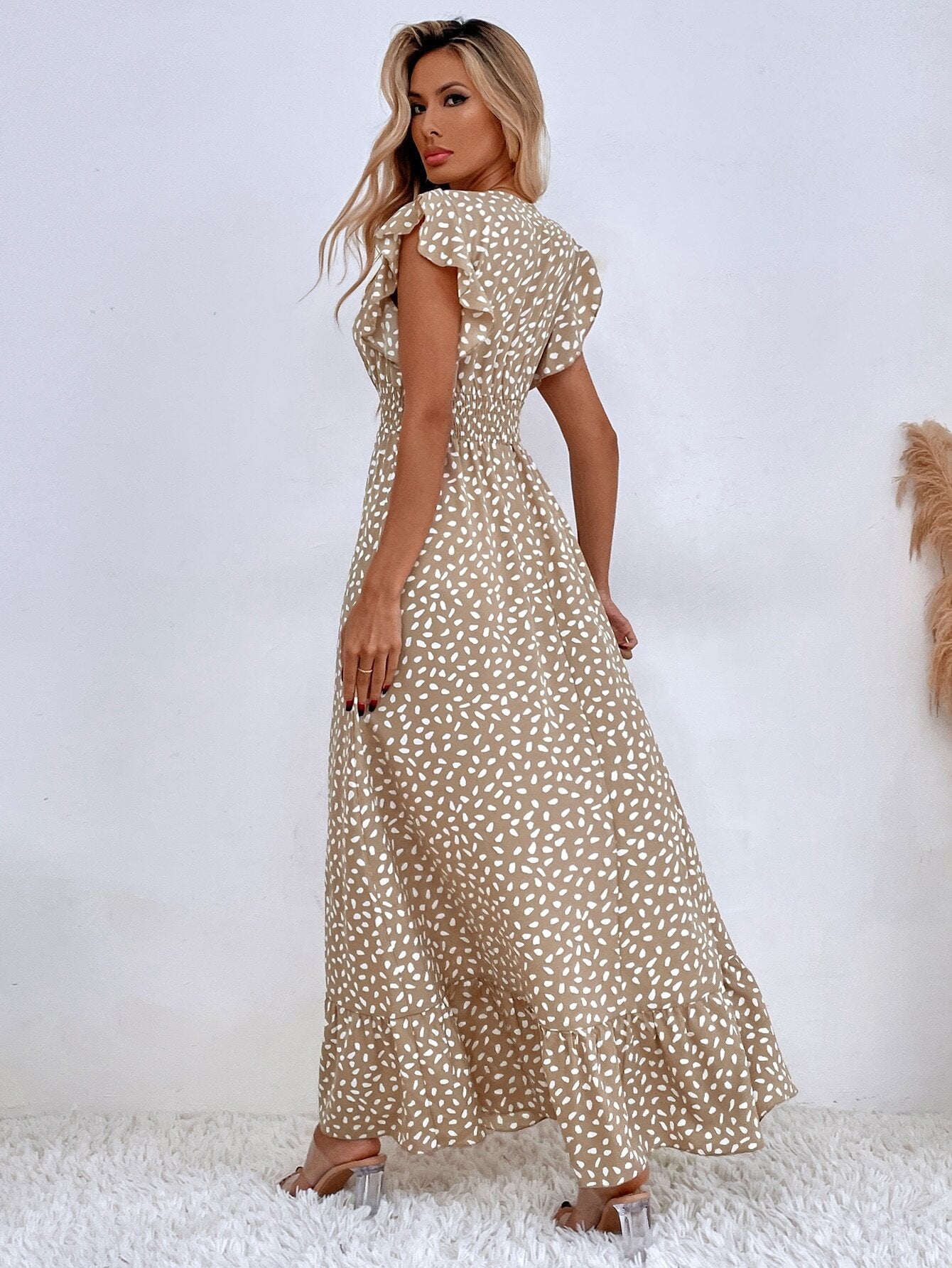 Isabelle - Robe maxi à pois Marron clair 2