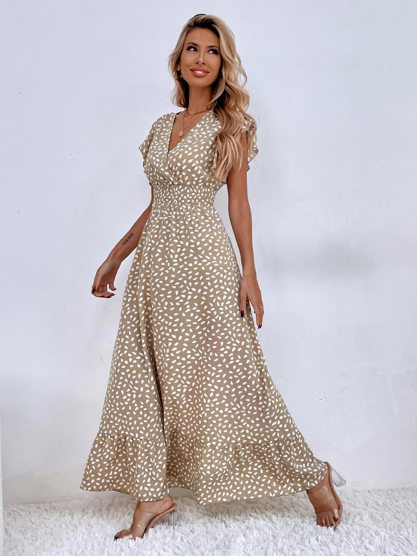 Isabelle - Robe maxi à pois Marron clair 3