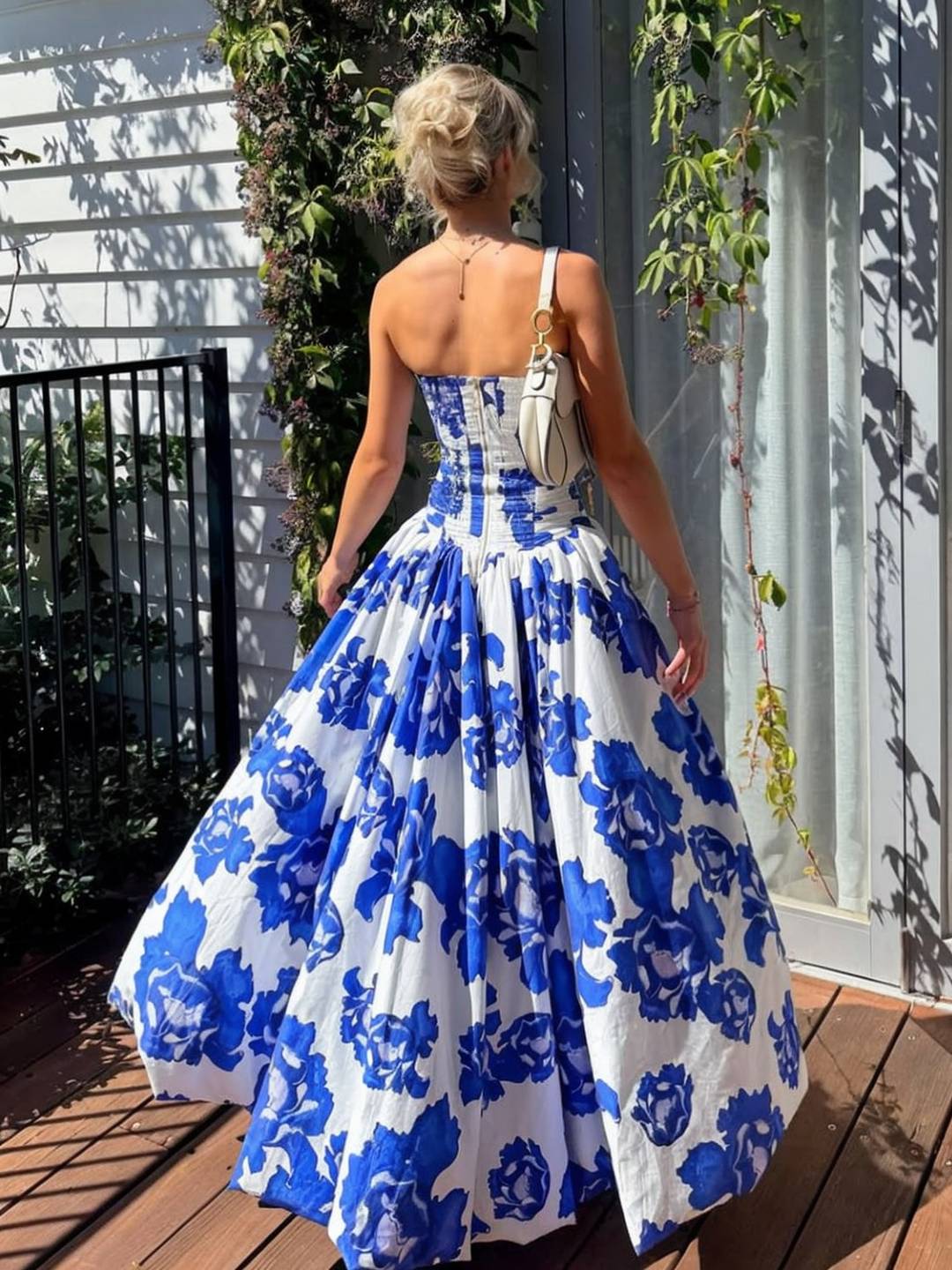 Isaline – Robe Longue Fleurie Trapèze Élégante Sans Manches 2