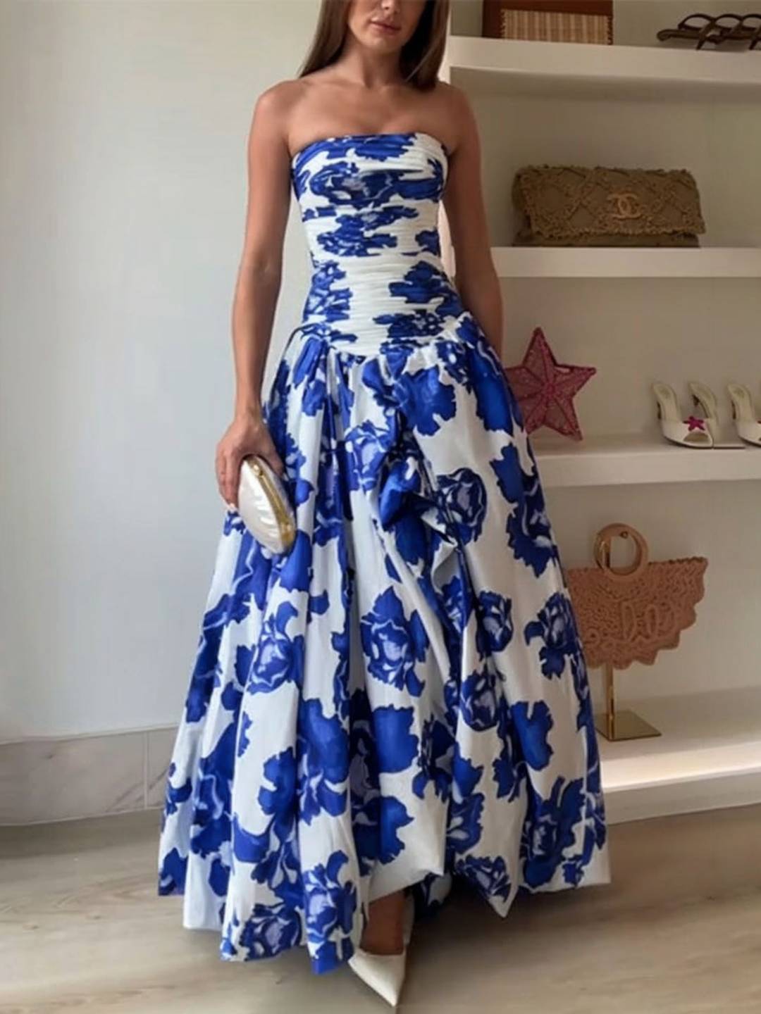 Isaline – Robe Longue Fleurie Trapèze Élégante Sans Manches 3