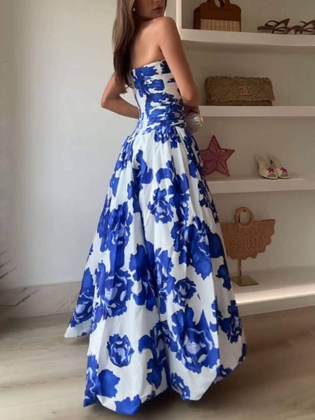 Isaline – Robe Longue Fleurie Trapèze Élégante Sans Manches 5
