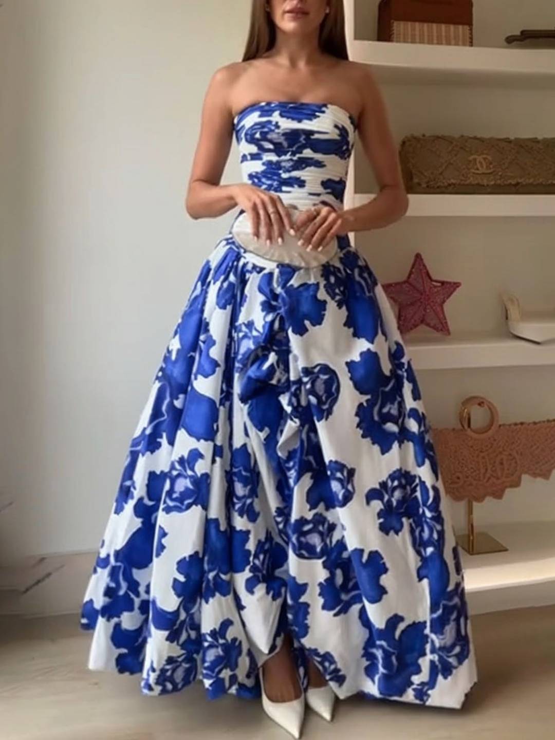 Isaline – Robe Longue Fleurie Trapèze Élégante Sans Manches 6