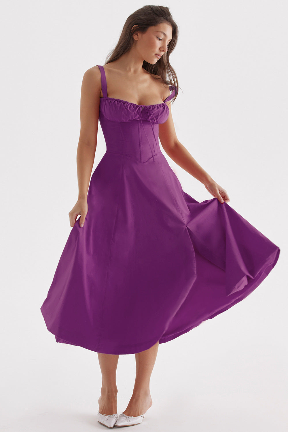 Iseline - Nouvelle robe femme imprimé floral avec sangles Lila