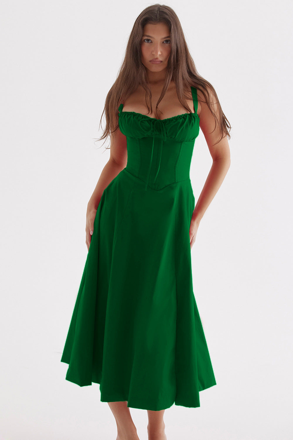 Iseline - Nouvelle robe femme imprimé floral avec sangles Vert