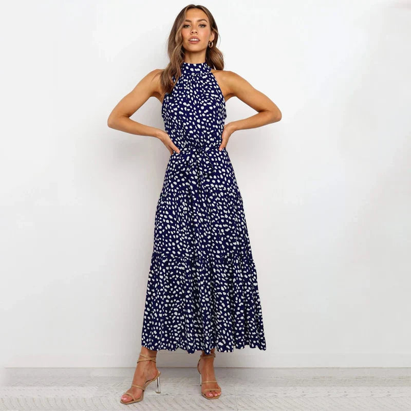 Isil - Robe dos nu à pois Lavish Bleu roi