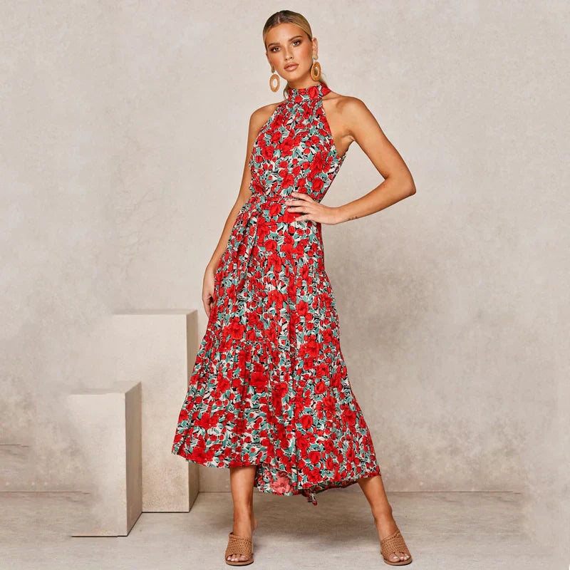Isil - Robe dos nu à pois Lavish Rouge