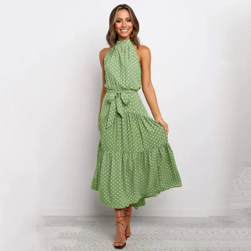 Isil - Robe dos nu à pois Lavish Vert