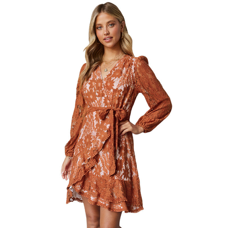 Isoria - Robe femme à bretelles, dentelle et design élégant L'Orange