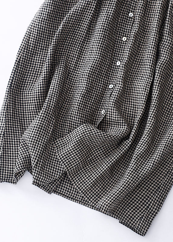 Iwana - Robe noire à carreaux et col Peter Pan Noir 3