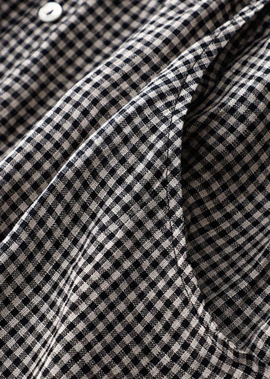 Iwana - Robe noire à carreaux et col Peter Pan Noir 4