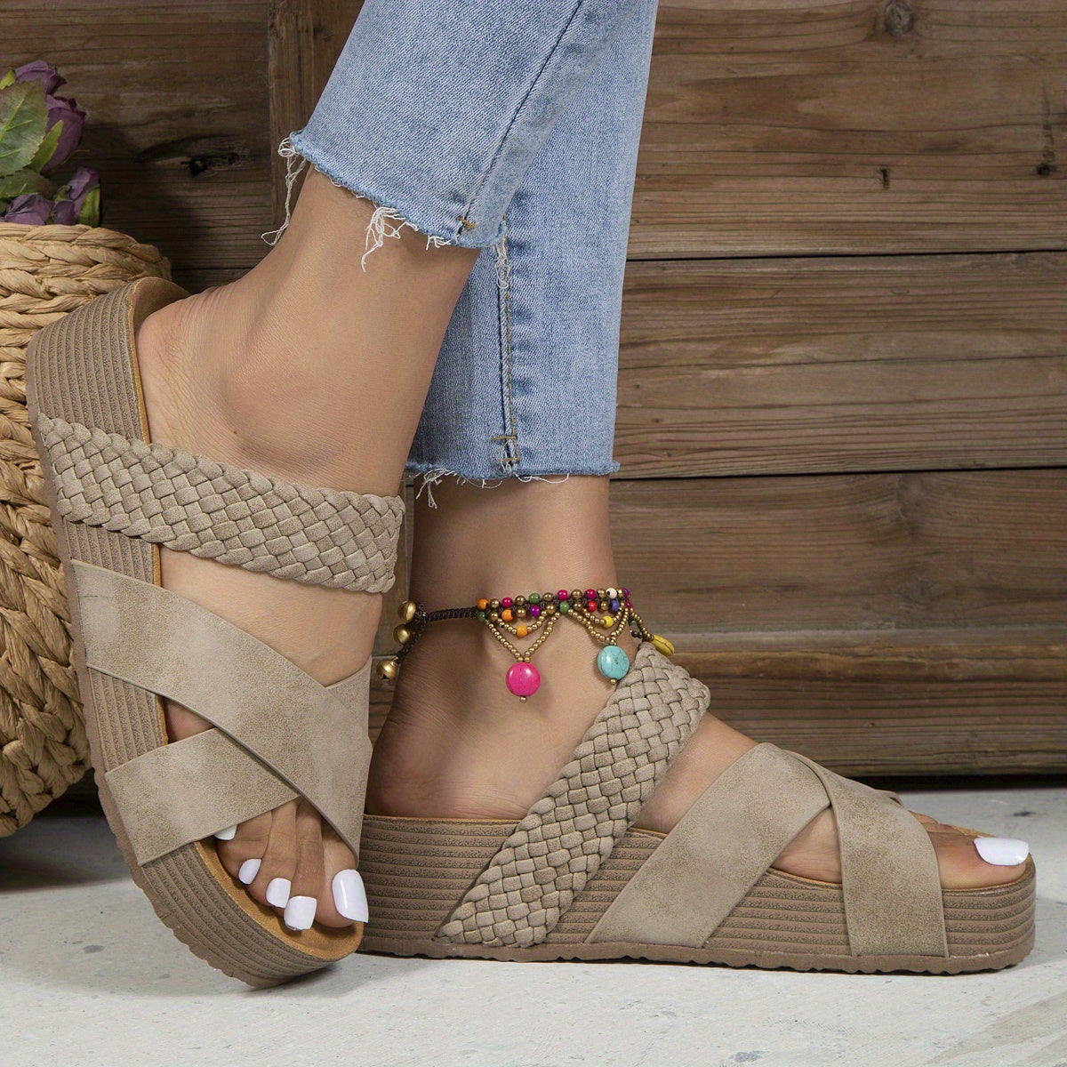 Jalia - Sandales pour Femme en Cuir Véritable Élégantes et Confortables Beige 2