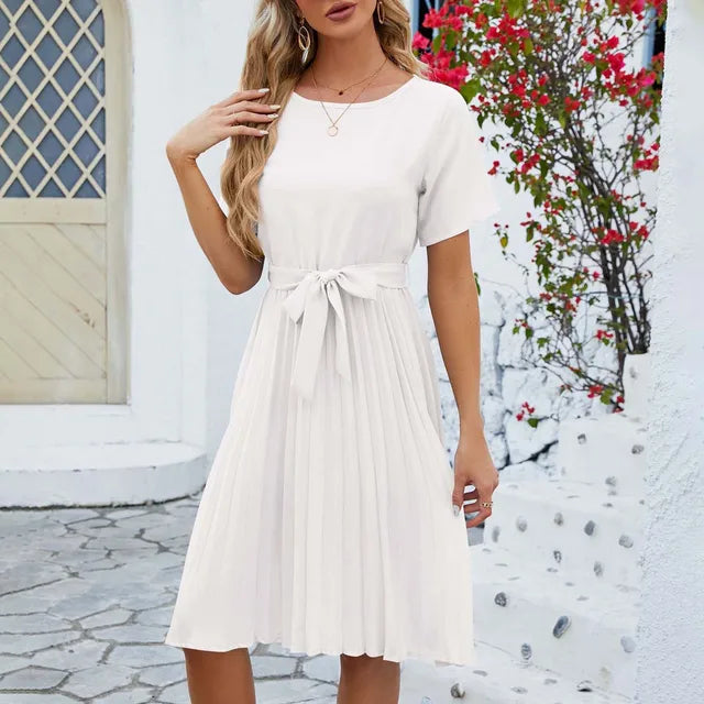 Janice - Robe plissée vert menthe Blanc