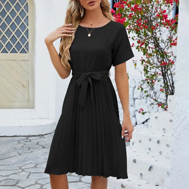 Janice - Robe plissée vert menthe Noir