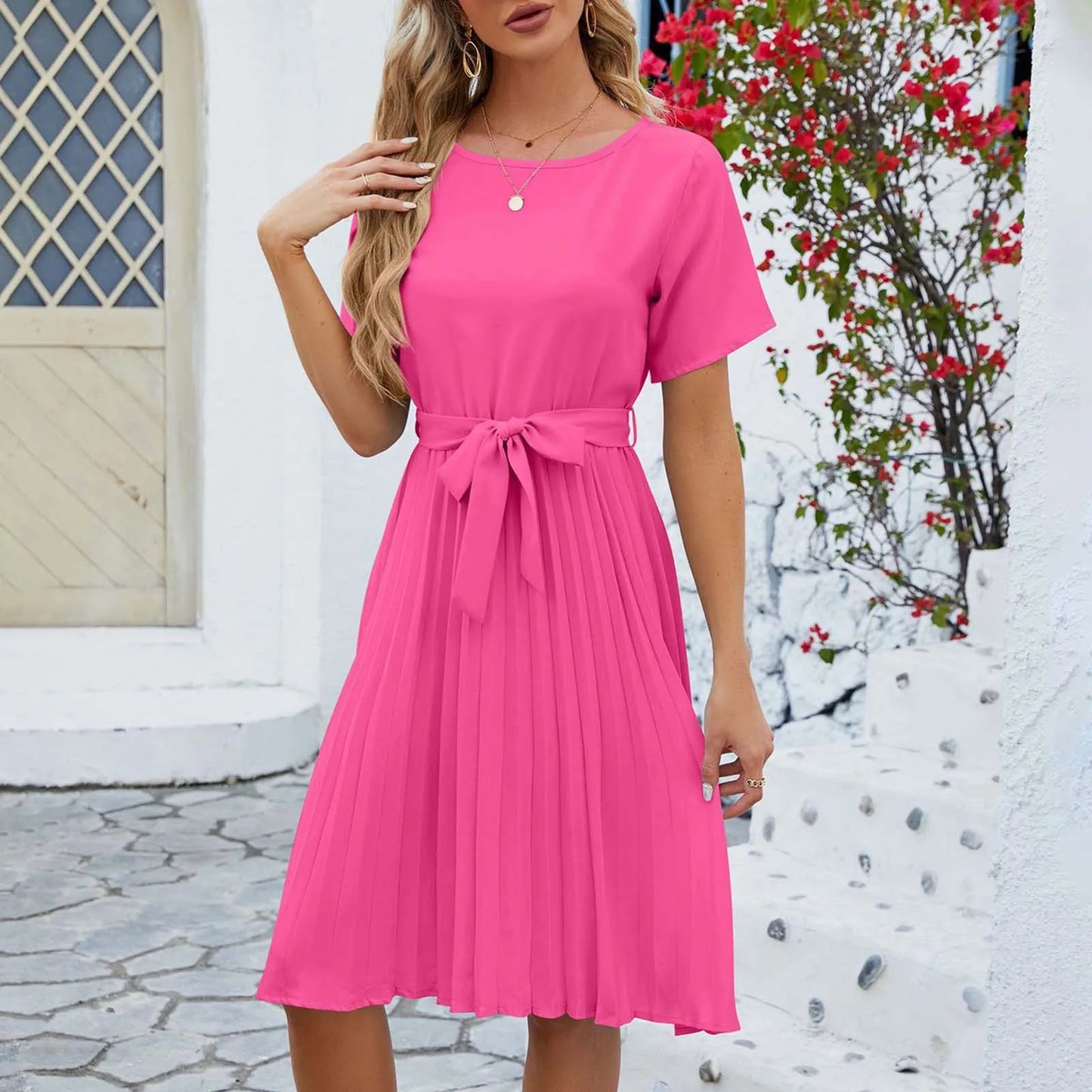 Janice - Robe plissée vert menthe Rose