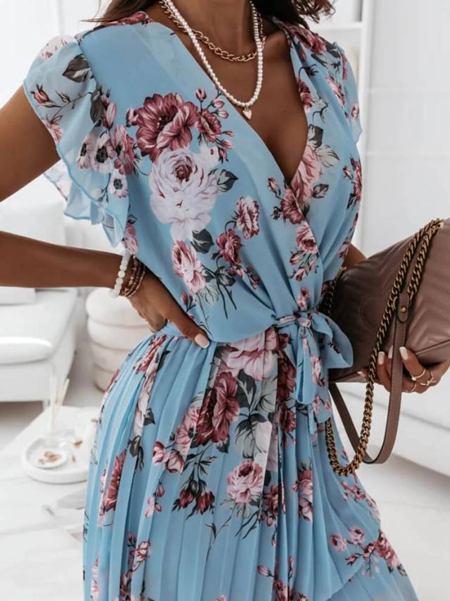 Jeanne – Robe Mi-Longue Fleurie Bohème Ceinturée Femme 8