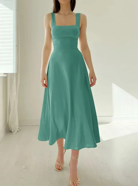 Jocelyne - Robe ligne Décolleté élégant & Cintré Vert