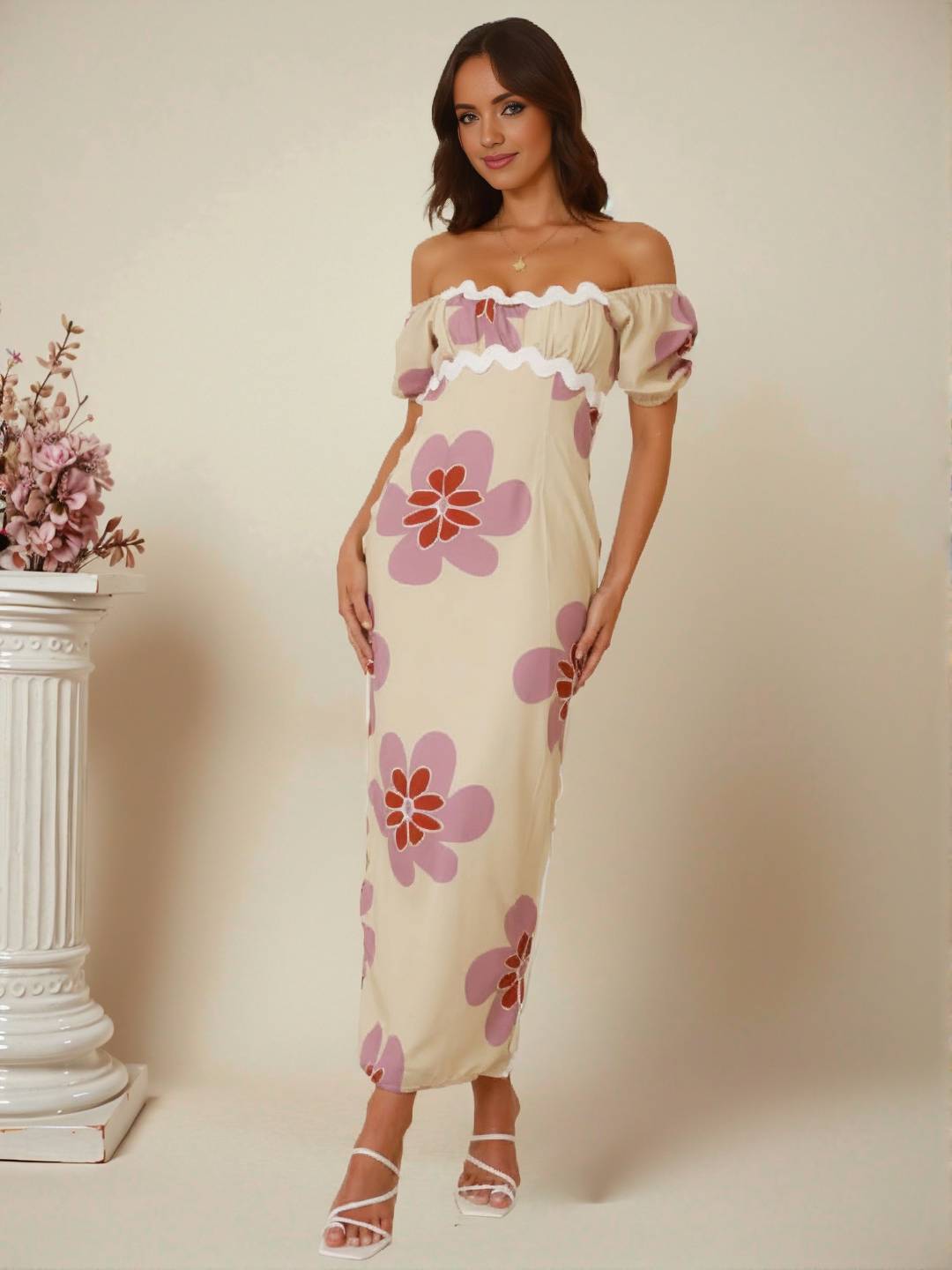 Joséphine – Robe Longue Fleurie Lin Élégante Été Femme 2