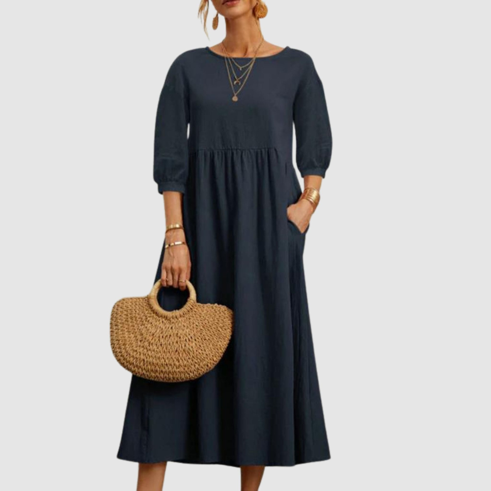 Juanita - Robe d'été à manches lanterne pour femme Gris foncé
