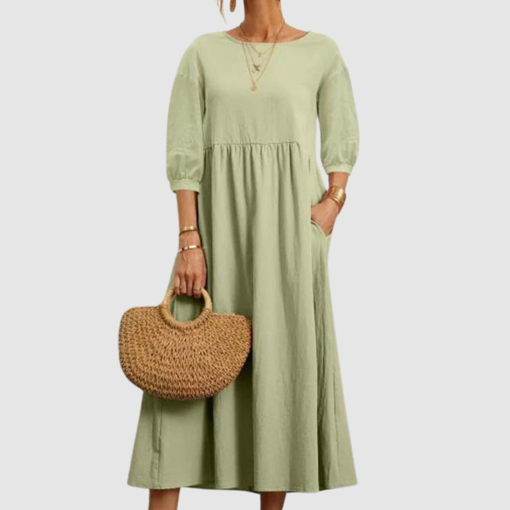 Juanita - Robe d'été à manches lanterne pour femme Vert clair