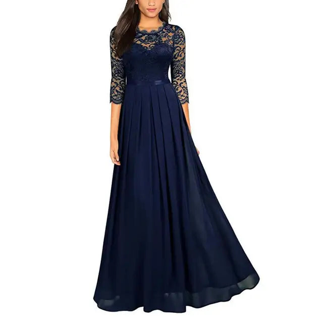 Judith - Robe de soirée élégance rubis Bleu marine 2
