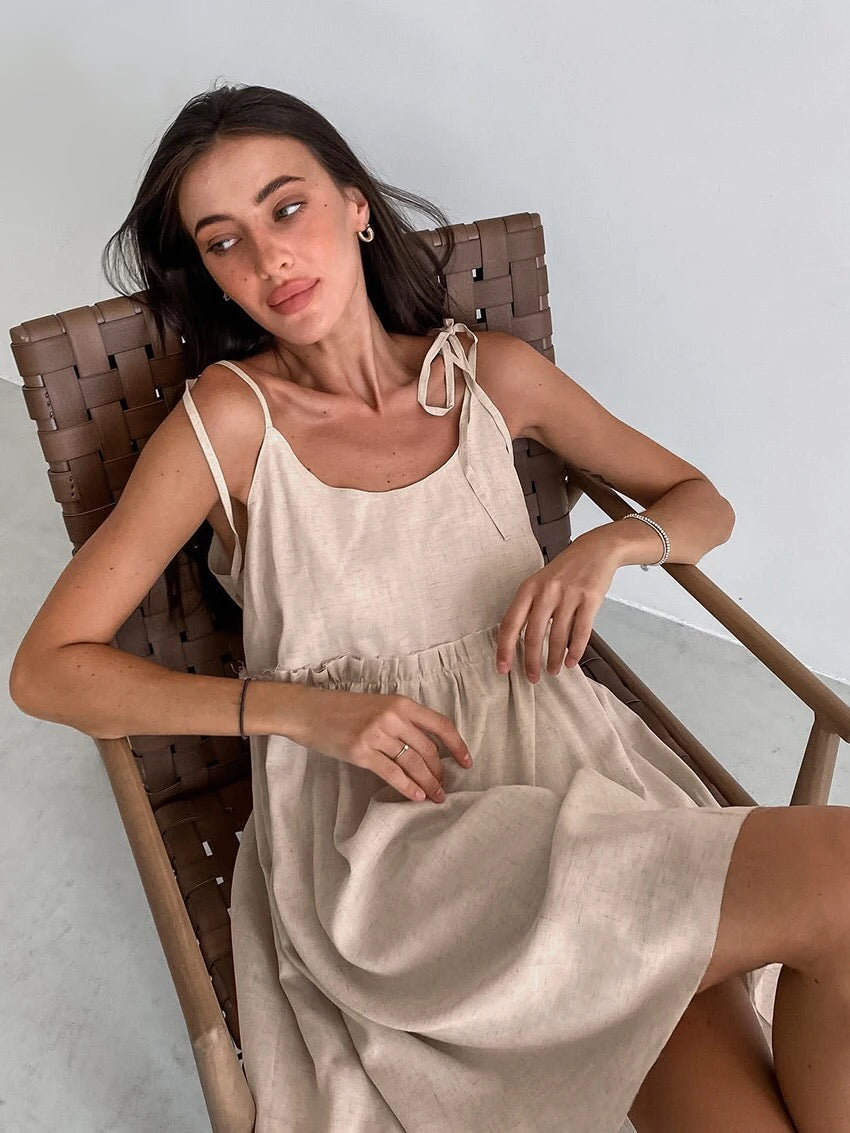 Juliane - Mini robe d'été à volants dégradés Kaki 3