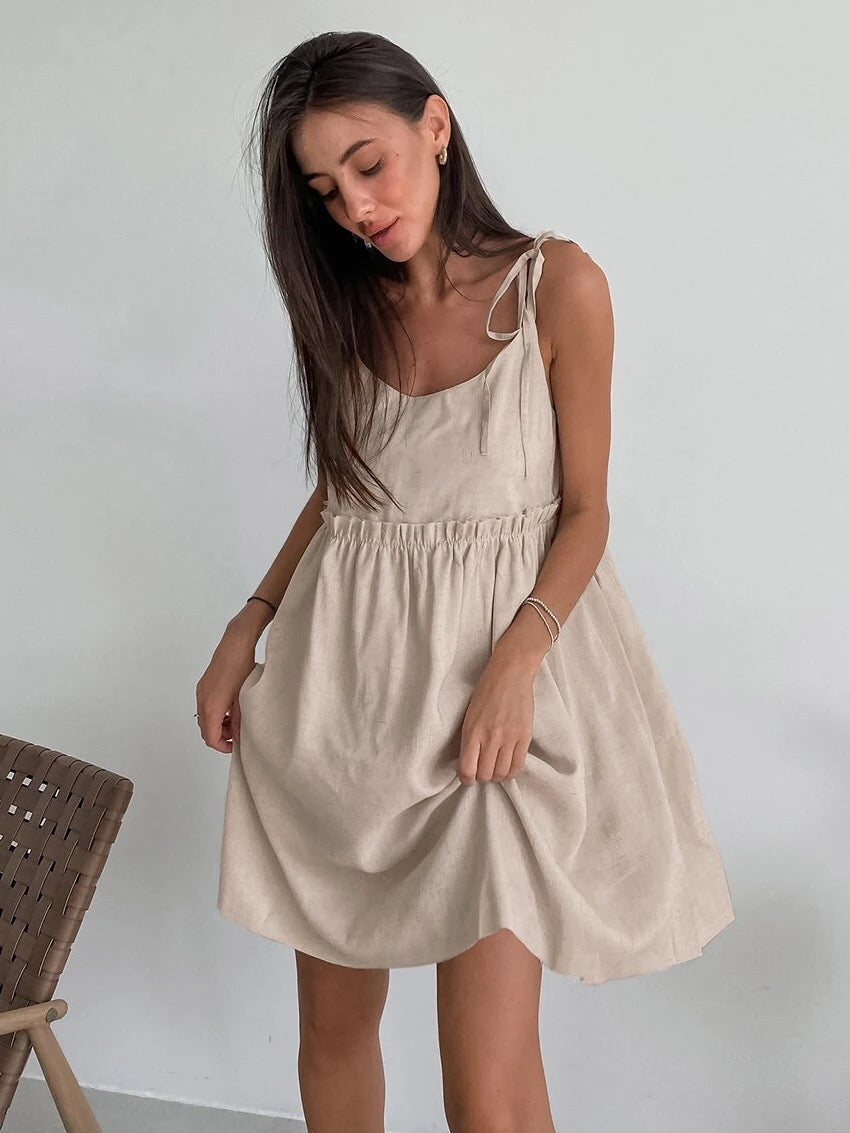 Juliane - Mini robe d'été à volants dégradés Kaki 4