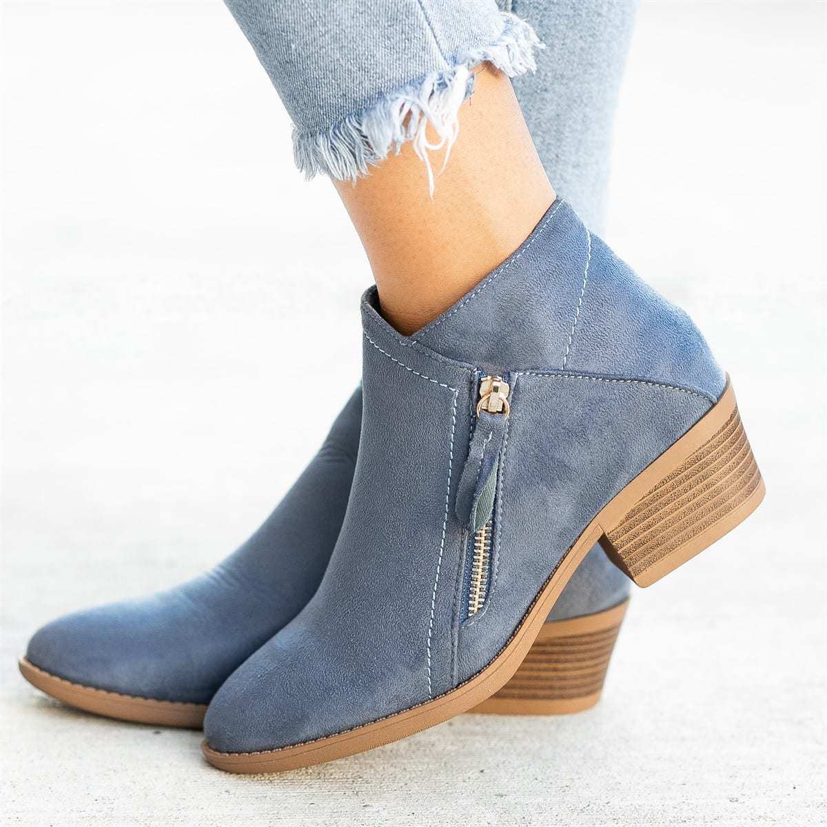Kahina - Bottines chics en coton respirant pour femmes Bleu