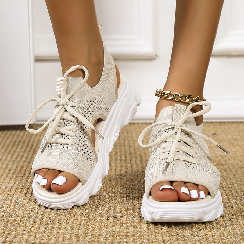 Kahyla - Sandales sneakers à bout ouvert pour femmes Beige
