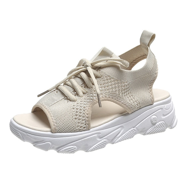 Kahyla - Sandales sneakers à bout ouvert pour femmes Beige 3