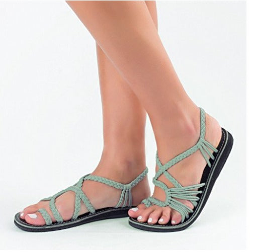 Karima - Sandales grecques colorées pour femmes Vert 2