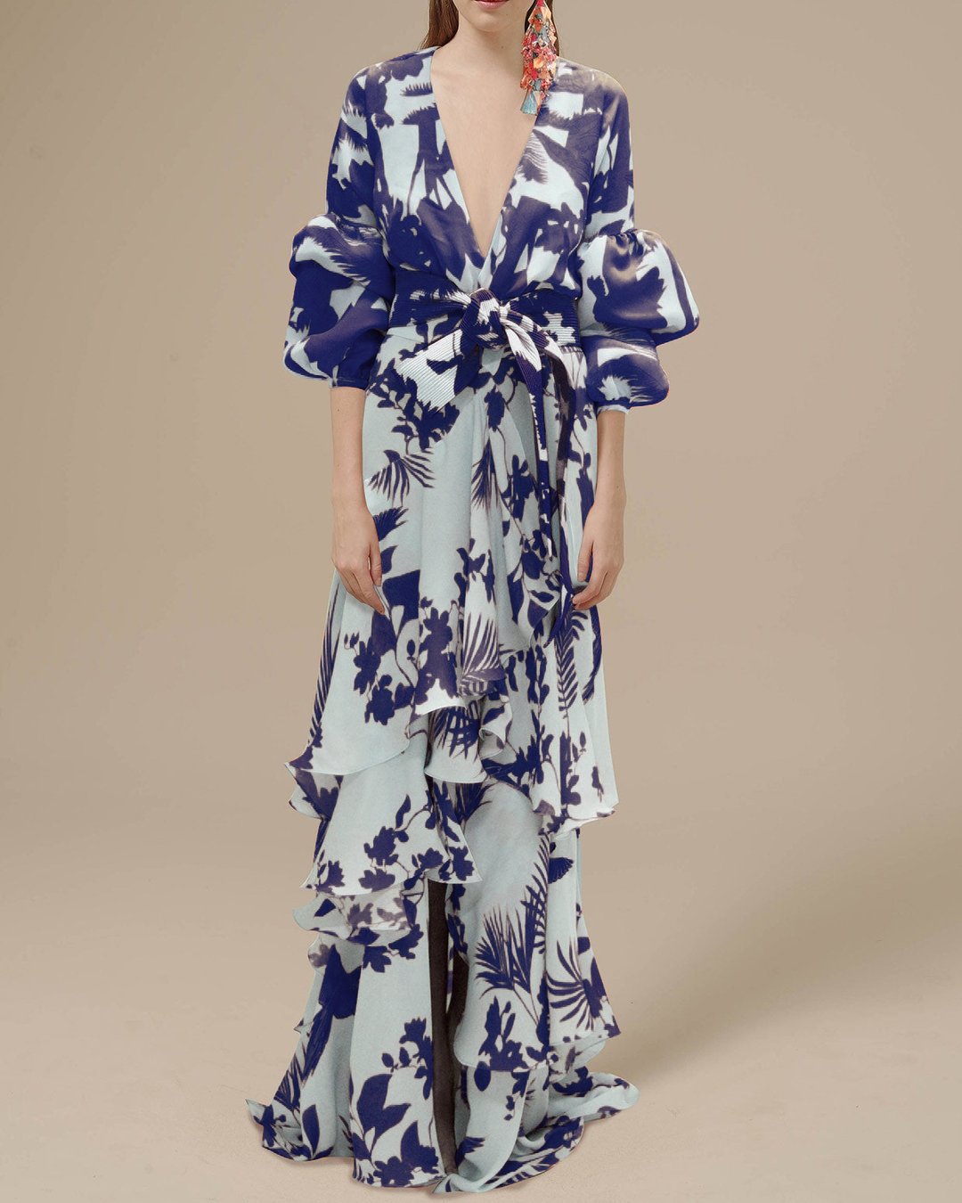 Kenina - Robe de cérémonie imprimée en mousseline de soie Bleu