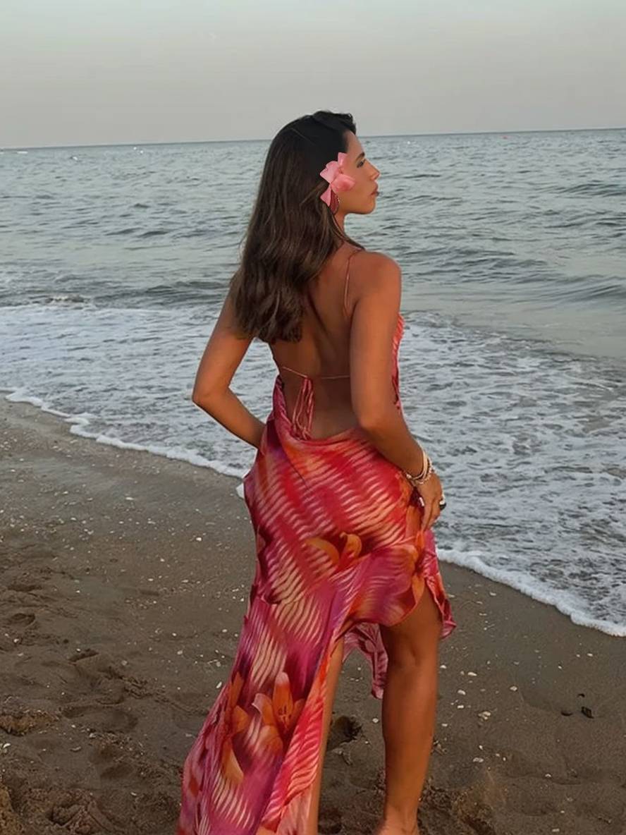 Kimberley – Robe Longue Fleurie Fendue Dos Nu Plage Femme 2