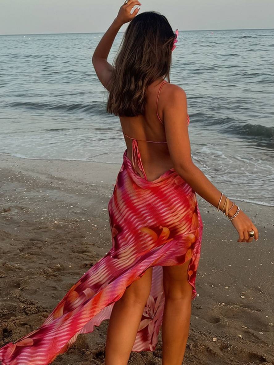 Kimberley – Robe Longue Fleurie Fendue Dos Nu Plage Femme 5