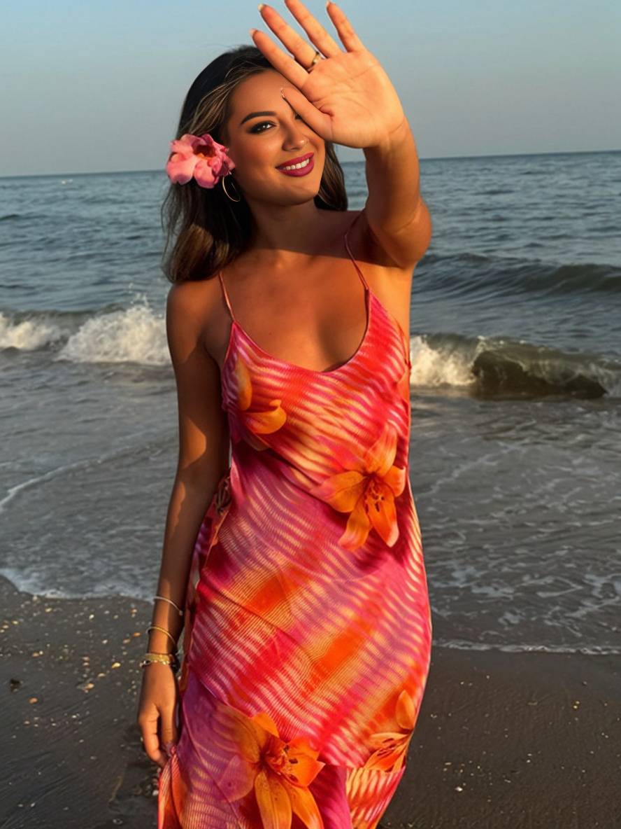 Kimberley – Robe Longue Fleurie Fendue Dos Nu Plage Femme 6