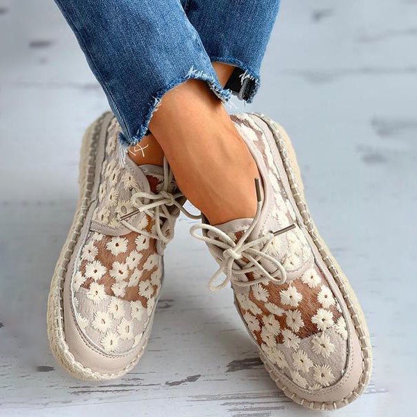 Kiona - Orthopaedic Chaussure aérée et à la mode avec motif floral Beige