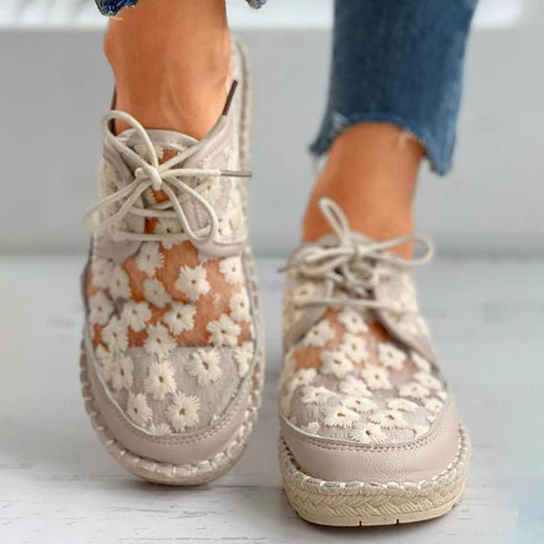 Kiona - Orthopaedic Chaussure aérée et à la mode avec motif floral Beige 2