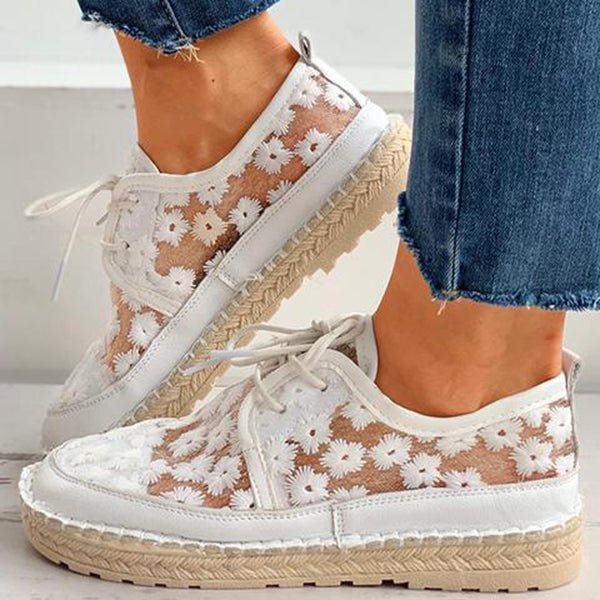Kiona - Orthopaedic Chaussure aérée et à la mode avec motif floral Blanc 2