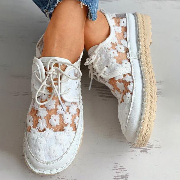 Kiona - Orthopaedic Chaussure aérée et à la mode avec motif floral Blanc 3