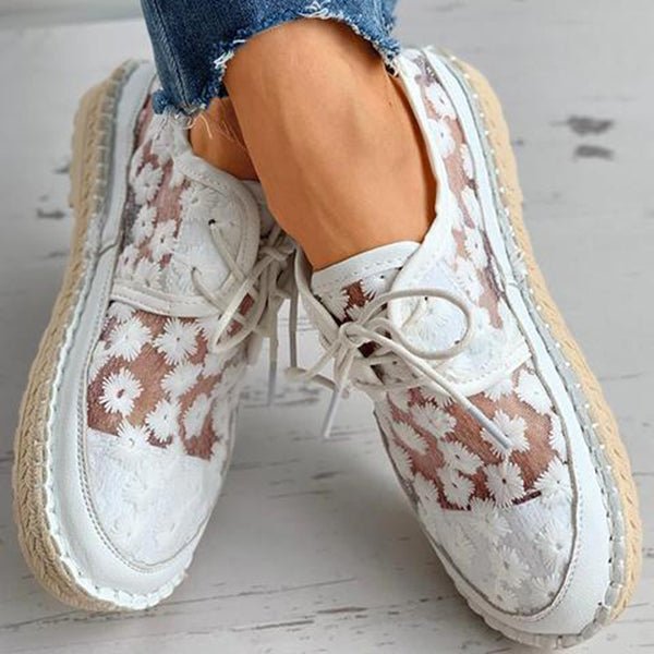 Kiona - Orthopaedic Chaussure aérée et à la mode avec motif floral Blanc 4